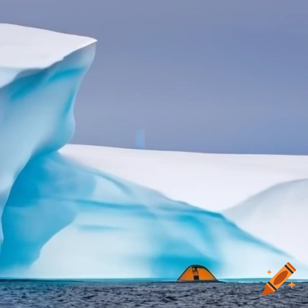 Tent on slope of an iceberg