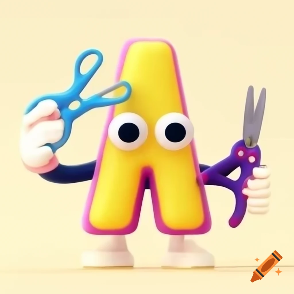 Cute letter A character designed for kids' cutting activities