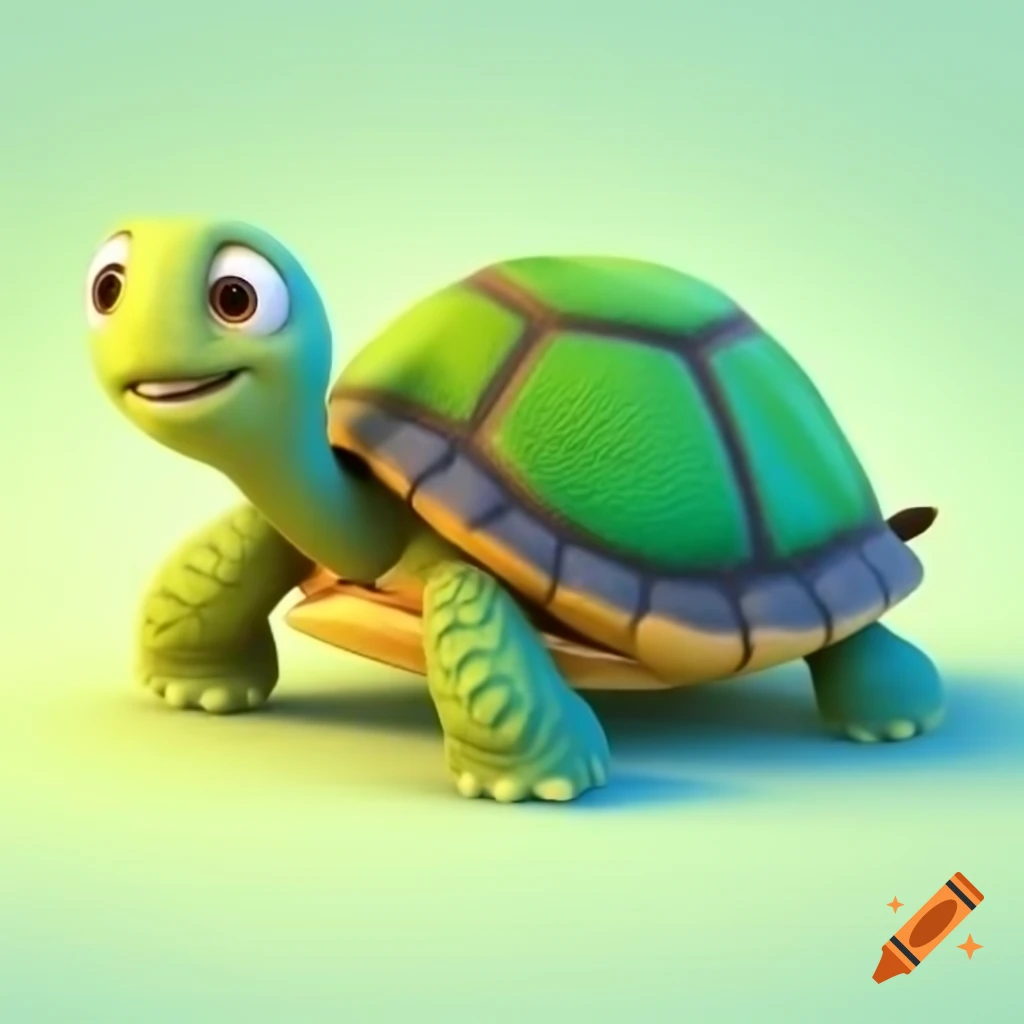 Cute turtle character design in Pixar style