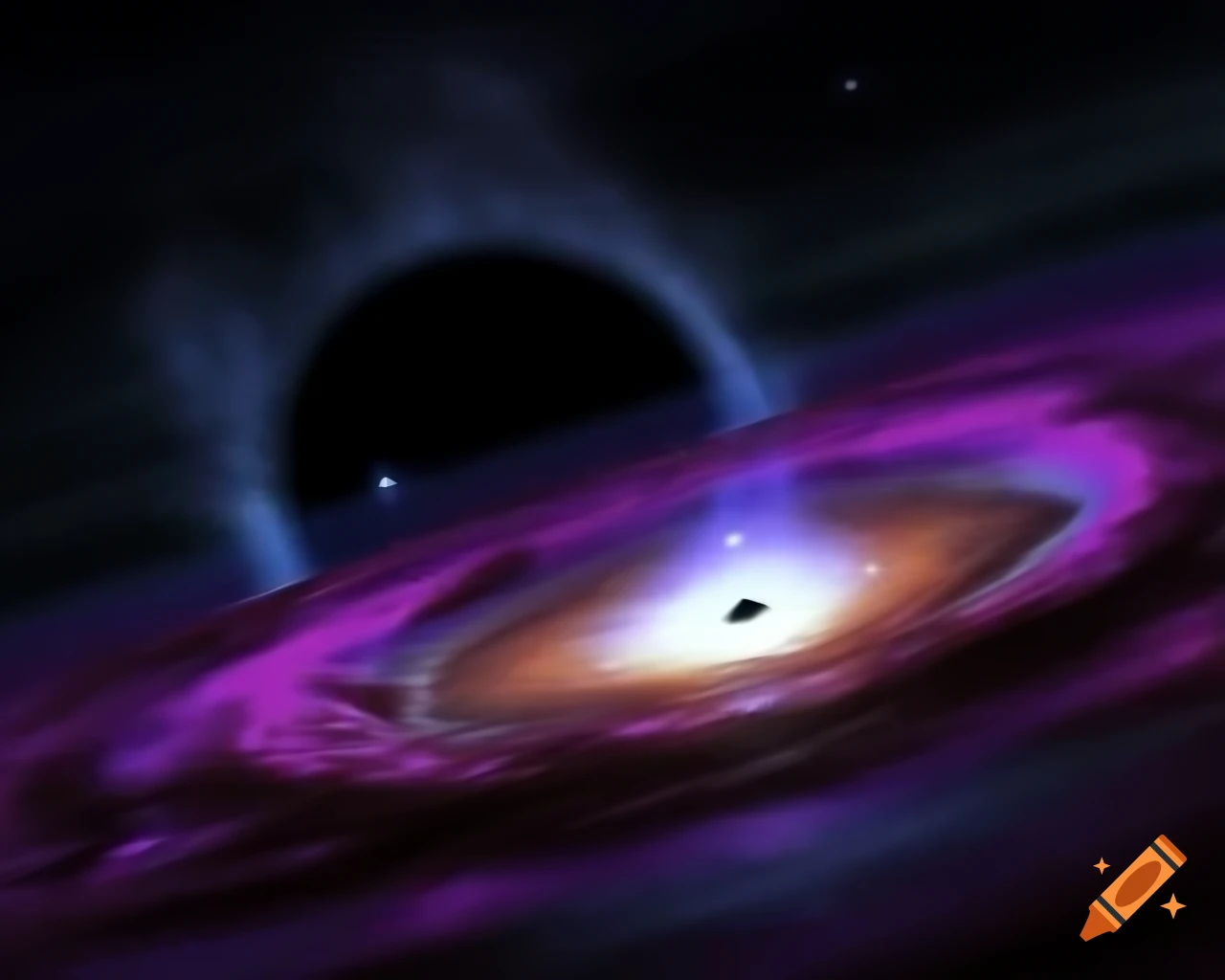 Realistic depiction of a black hole surrounded by stars in space art