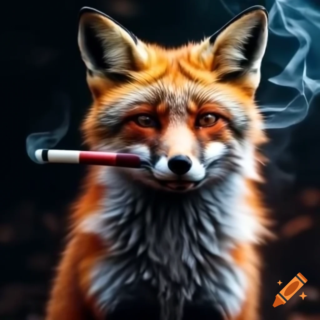 Fox with a joint in a whimsical illustration