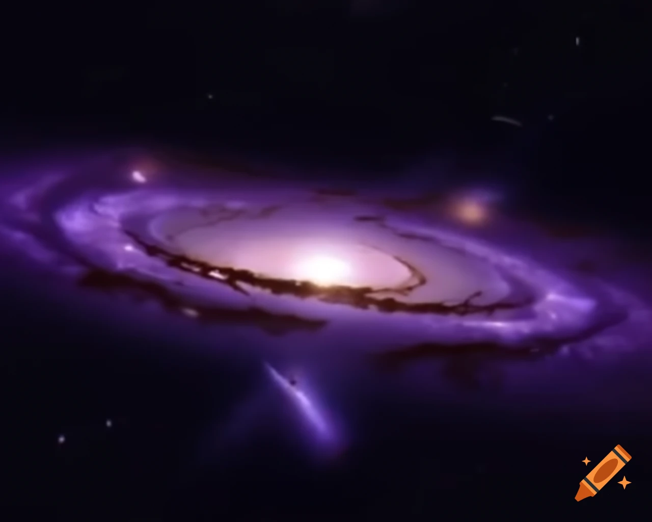 Purple galaxy featuring three shining stars