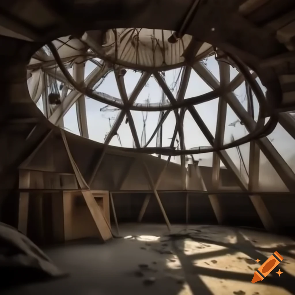 Interior of abandoned 1930s observatory used as a hideout