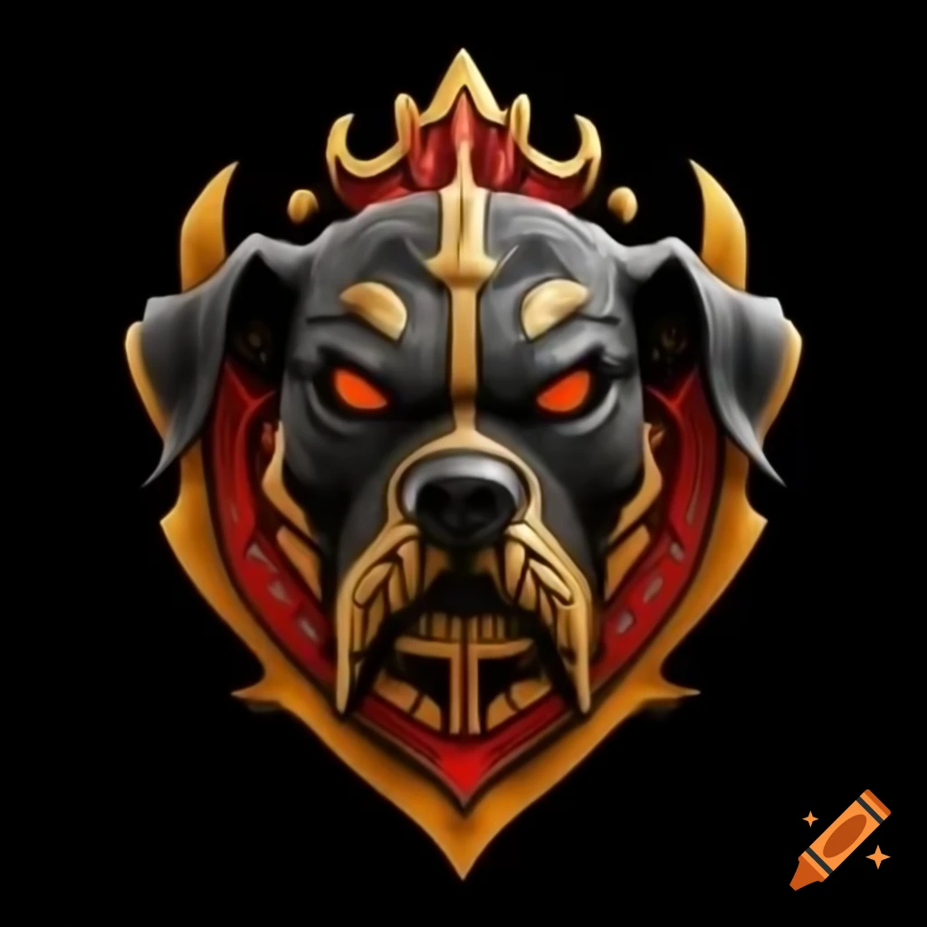 Ornate crest of a hell hound in American football logo, digital art
