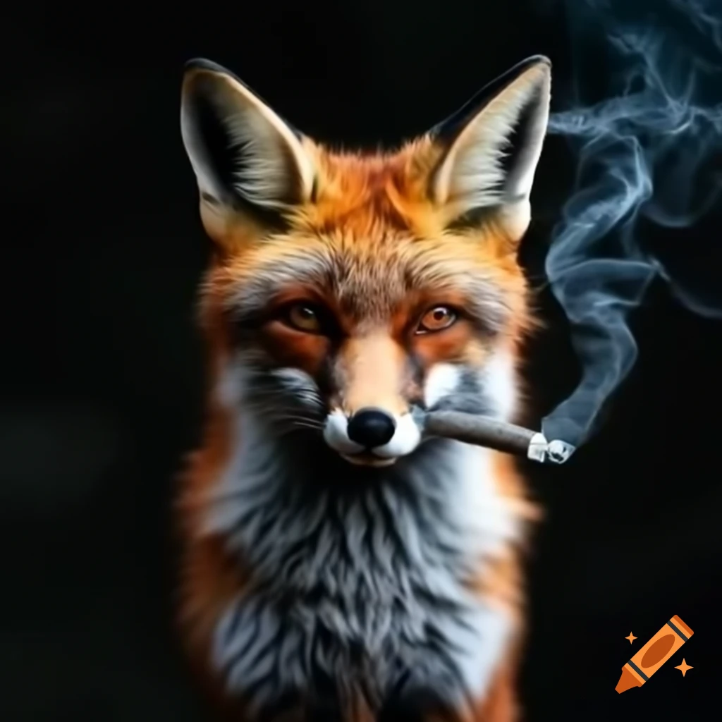 Fox with a joint in a whimsical illustration