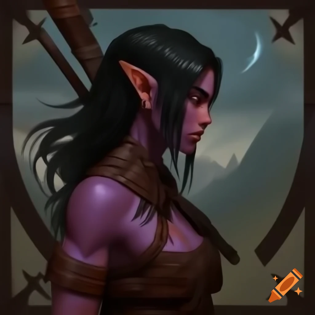 Side view portrait of a female barbarian in Art Nouveau style with flowing lines