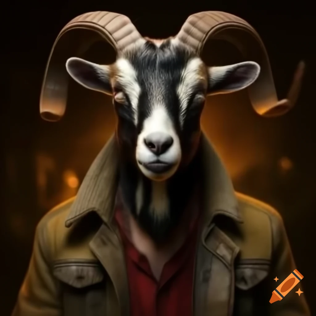Goat man performing as a rock singer