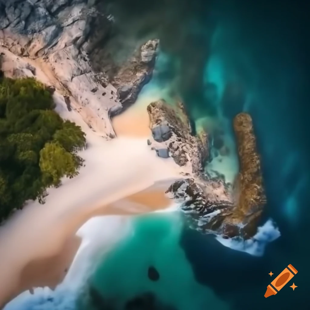 Aerial view of a picturesque beach scene