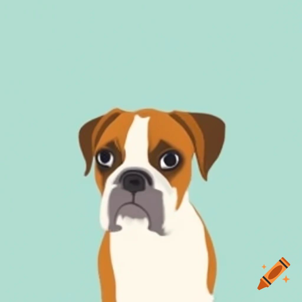 Cute boxer dog in minimalistic vector style