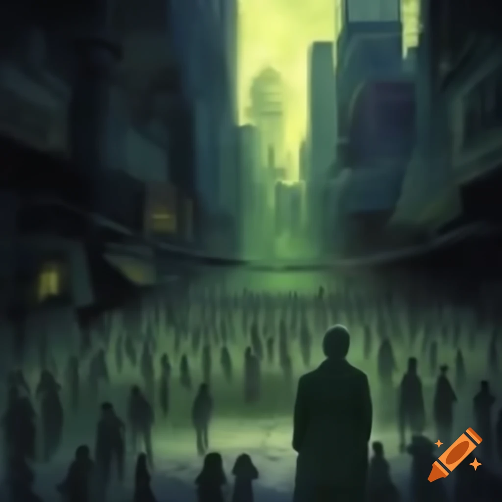 City scene featuring peaceful zombies
