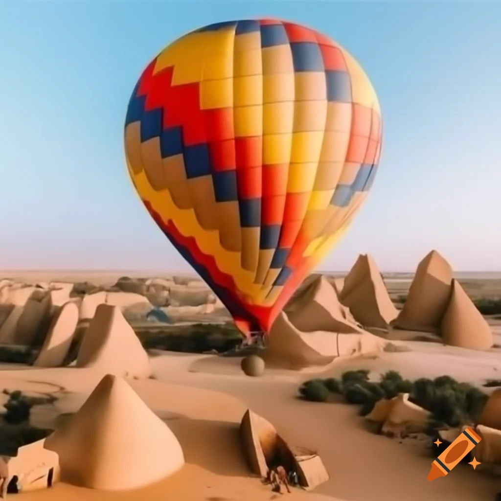 Hot air balloon flying over Egypt