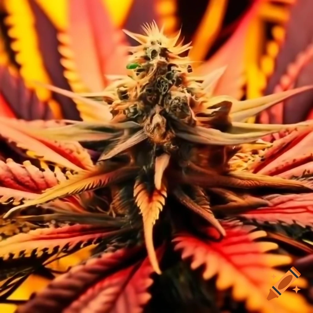 Cannabis flower in yellow, red, and brown colors resembling Toblerone packaging