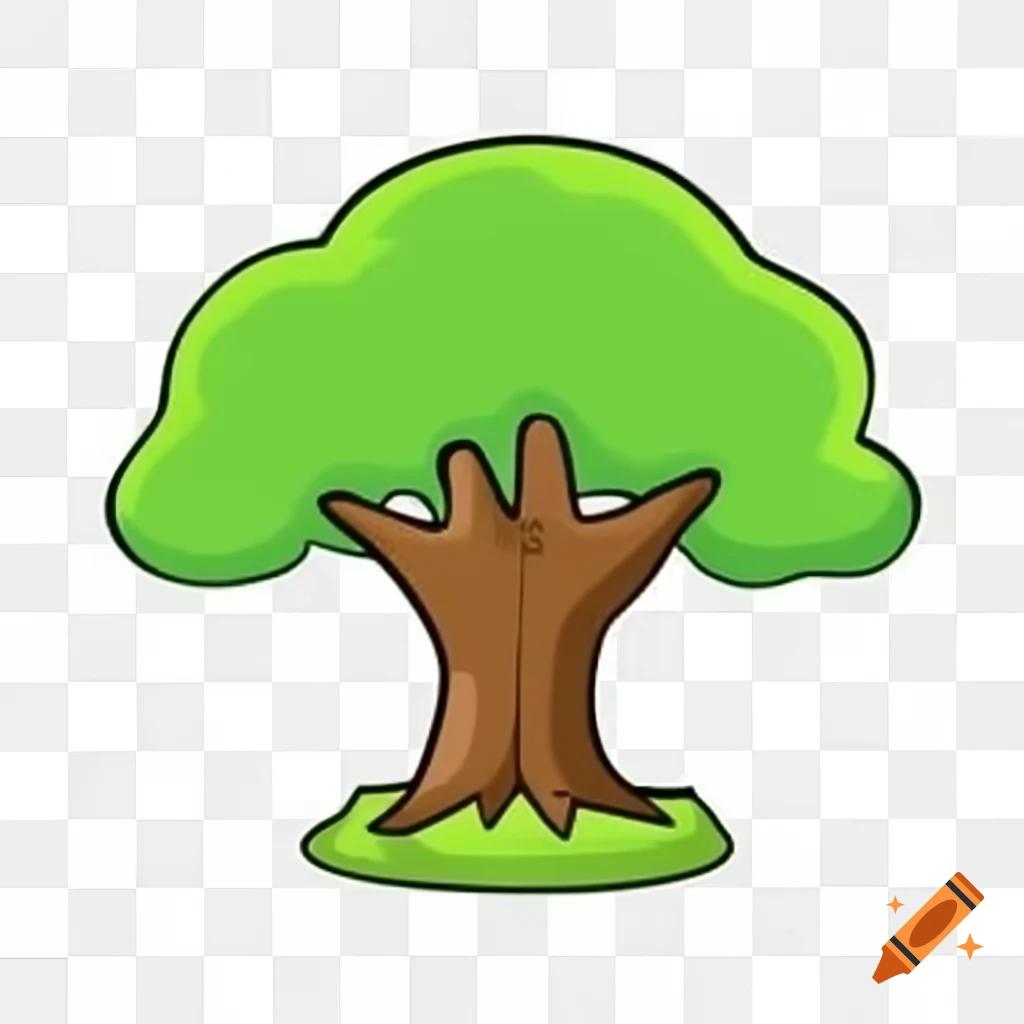 Cartoon tree on blank background png format on craiyon
