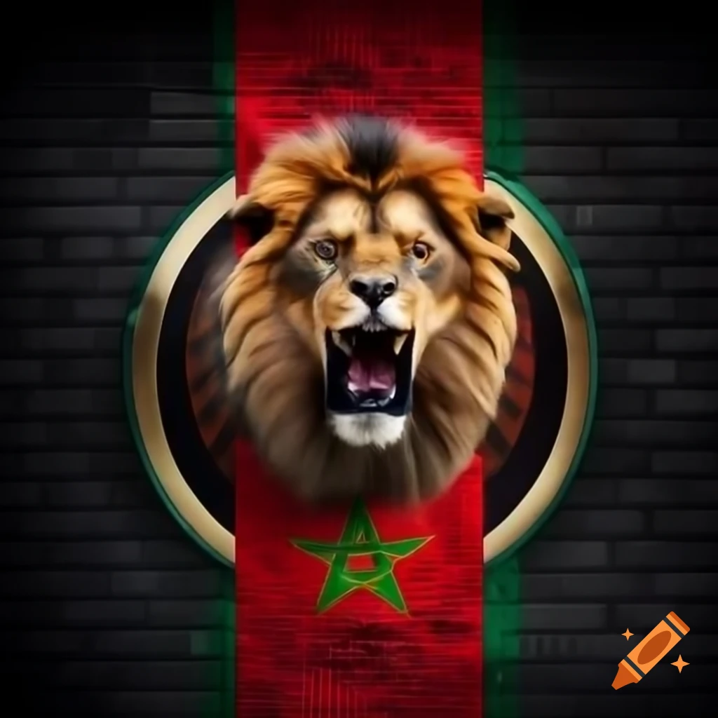 Modern logo featuring ferocious lion, Moroccan flag elements, and soccer ball for 'Inside The Lion's Den' YouTube channel