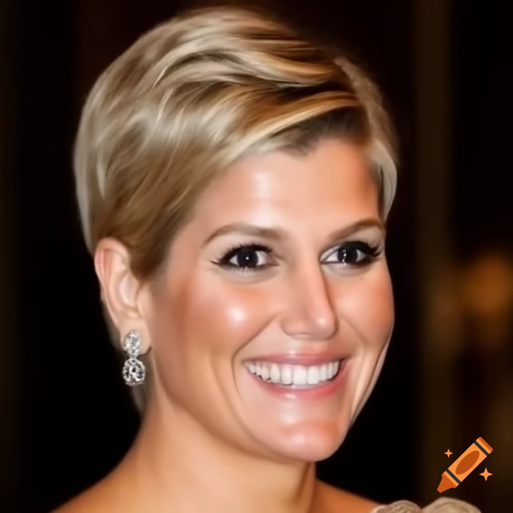 Queen Maxima showcasing new pixie haircut with clippered back and sides