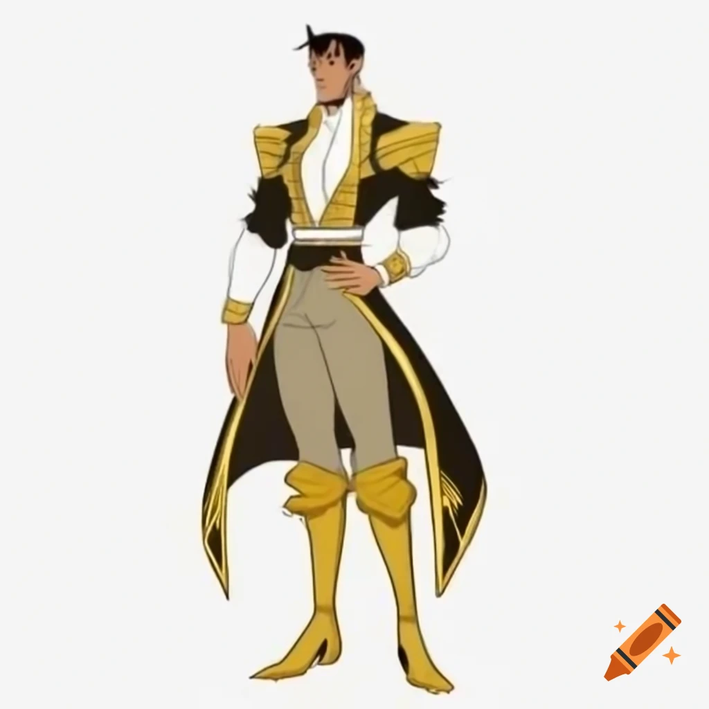 Gold and silver outfit concept art clean lines sketch no shading