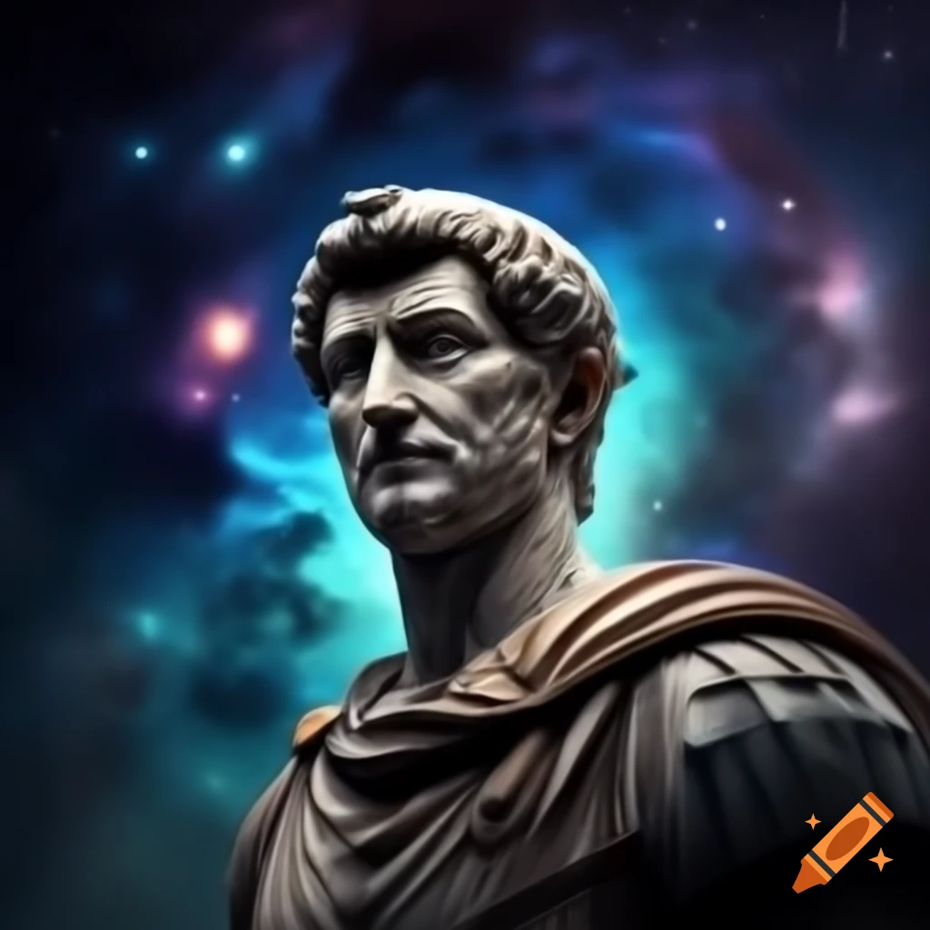 Roman Emperor against a galaxy background