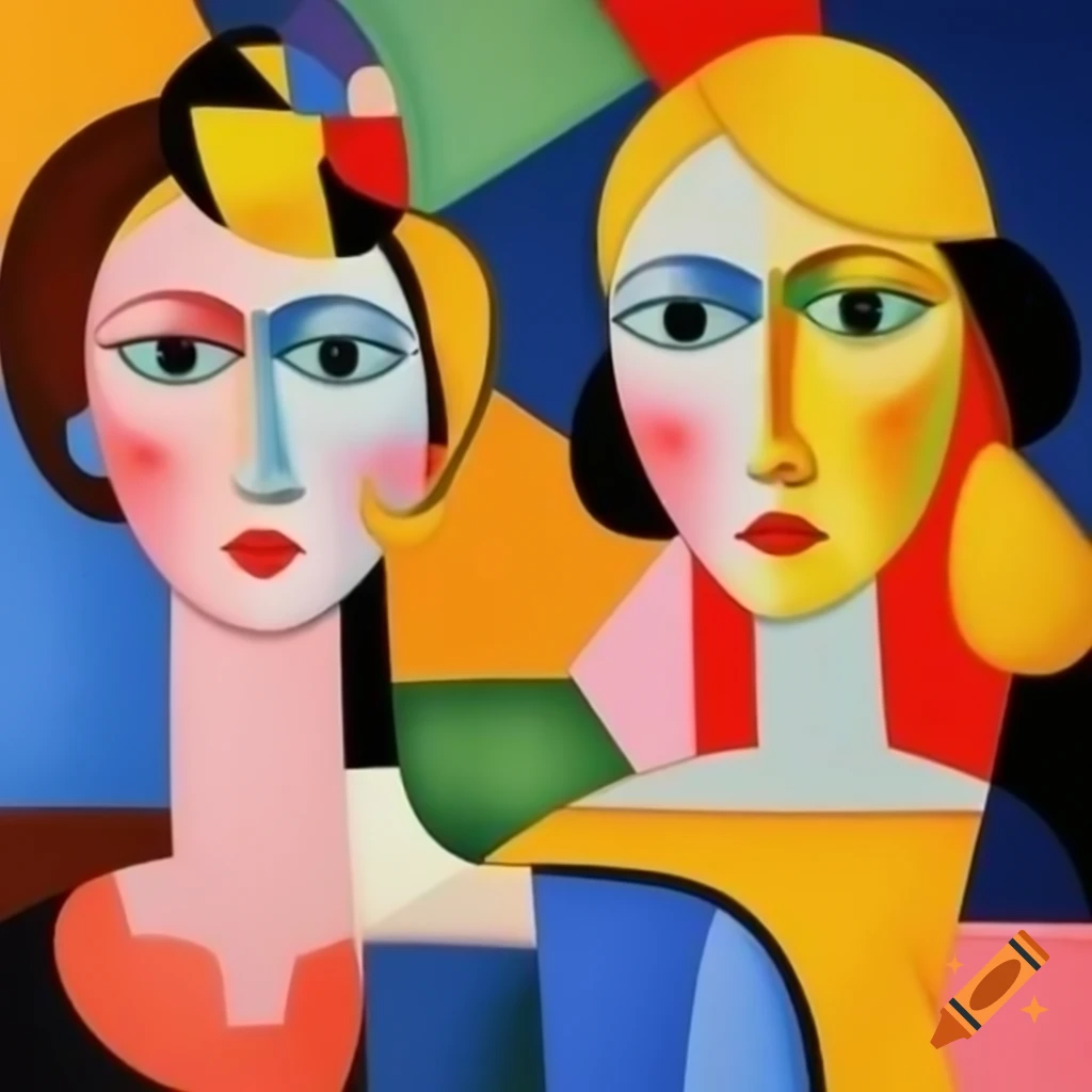 Cubist women painting by David Hockney