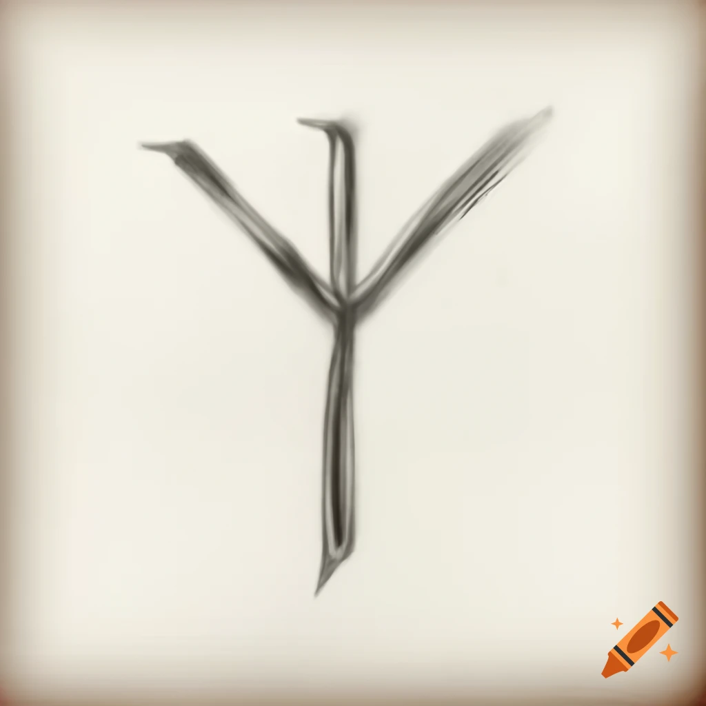 Pencil sketch of the rune of the third aett in Sanskrit