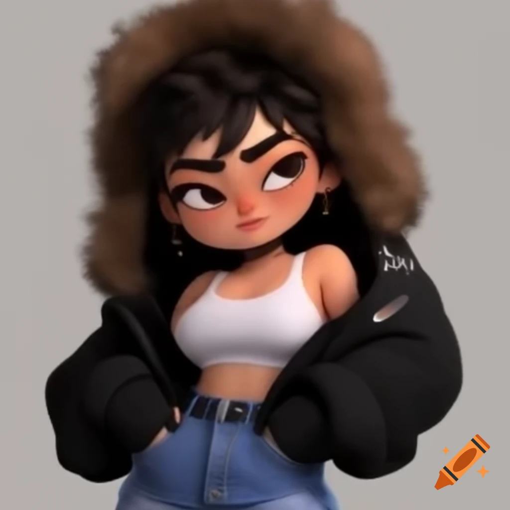 Close-up of a chill woman with brown messy hair and a smug expression