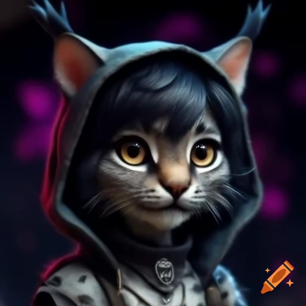 Cute gothy cartoon Lynx avatar design