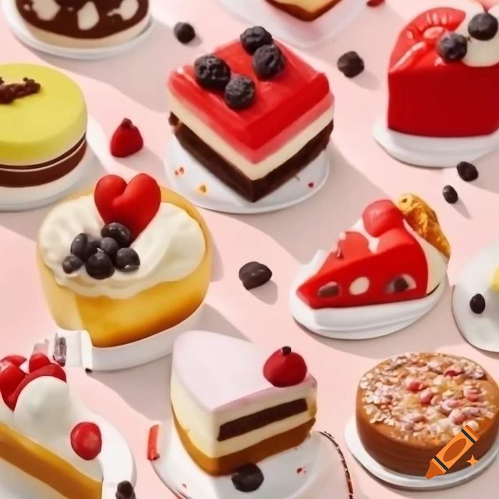 Variety of delicious desserts arranged beautifully