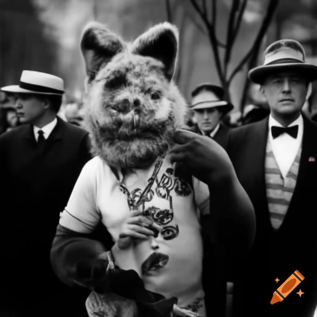 Furry costumed presidential candidate giving acceptance speech