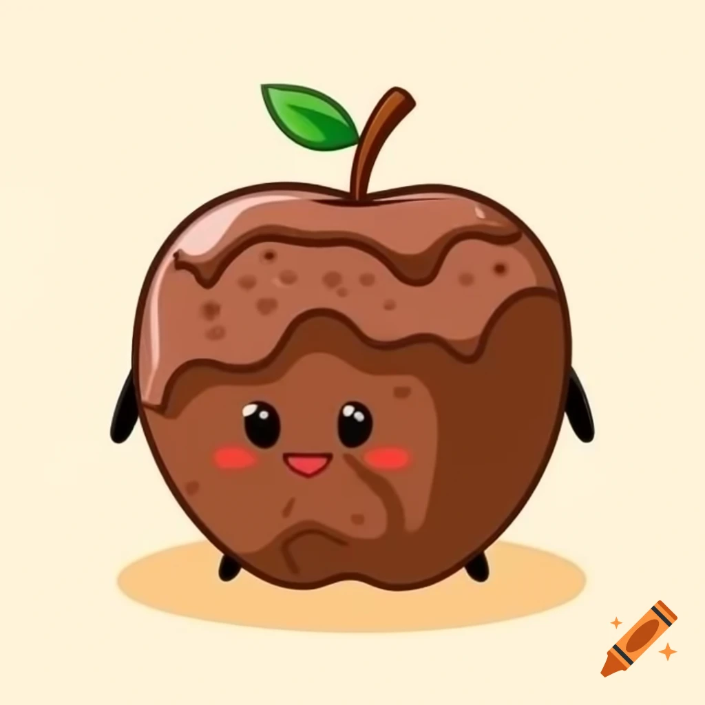 Cartoon depiction of a chocolate covered apple