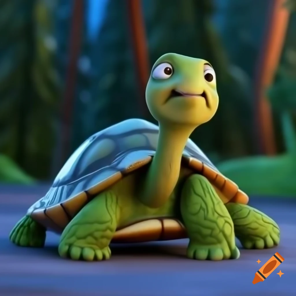 Cute turtle character design in Pixar style