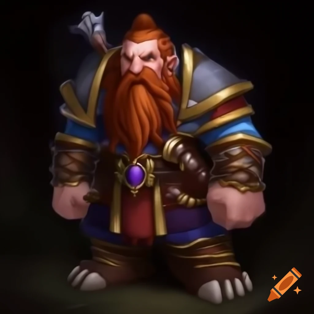 Male stone dwarf monk character from World of Warcraft