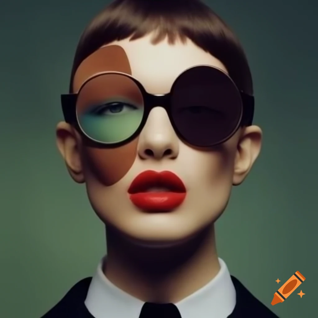 Cottage Core fashion portrait with smart mod look in a surreal style