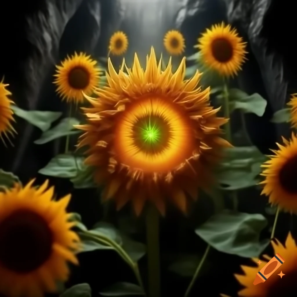 Glowing sunflowers in the underdark of a cave with cultists and prison setting