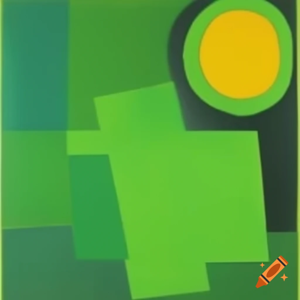Abstract cubist depiction of a green sun