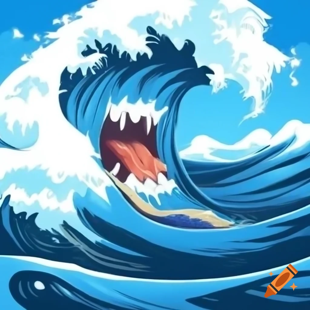 Cartoon wave featuring letters CH