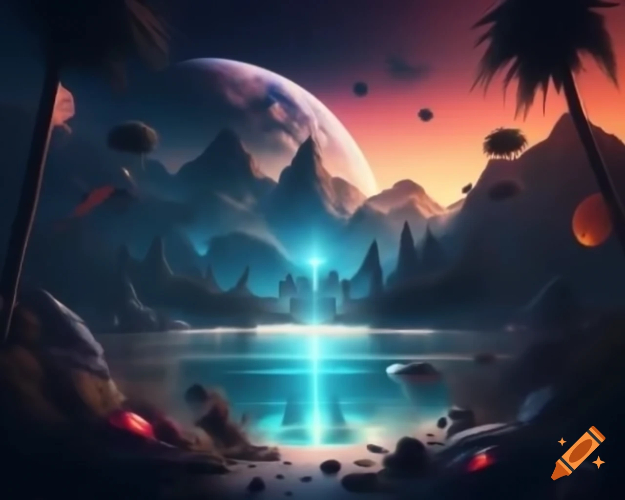 Surreal hyperrealistic world blending nature and technology with advanced graphics