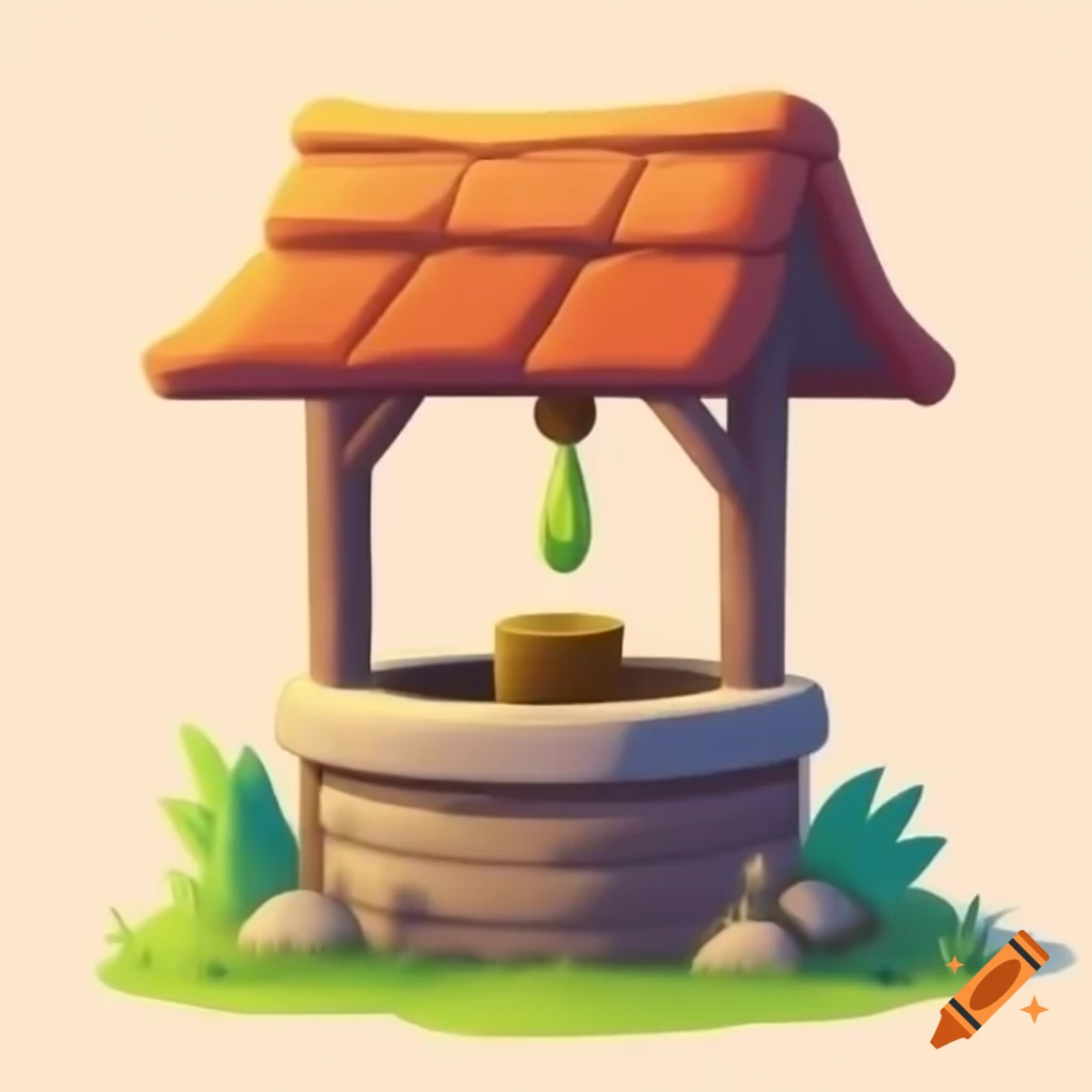Cartoony wishing well illustration
