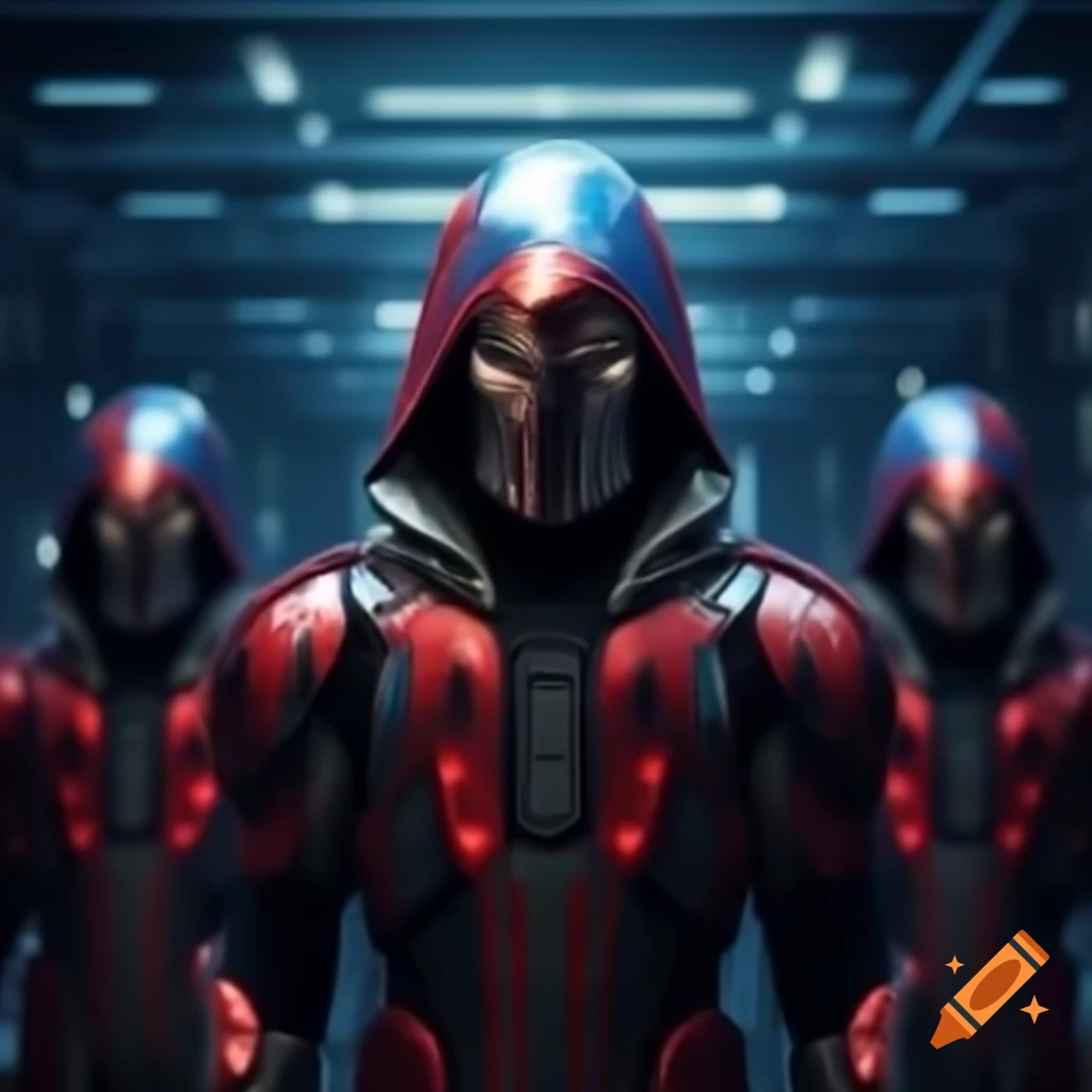 Red and blue warriors in a cybersecurity battle