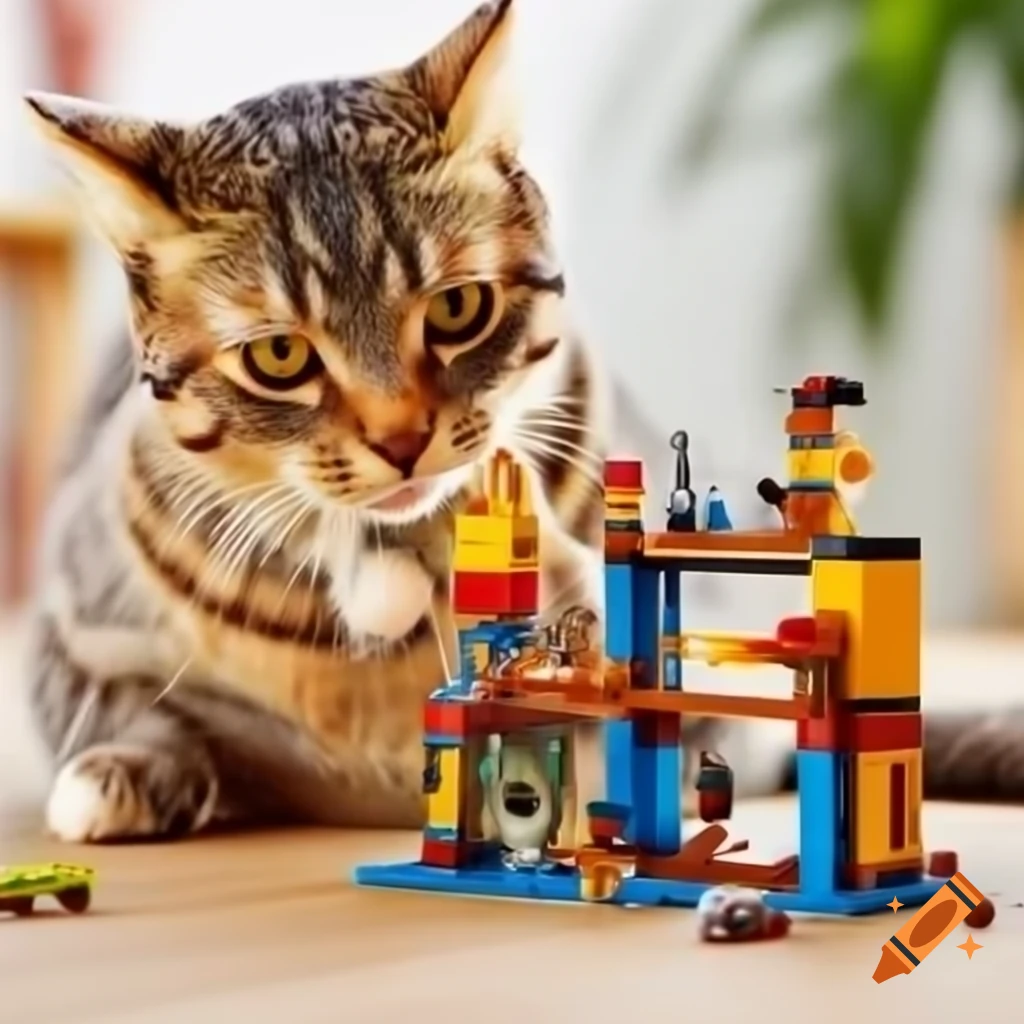 Cat made from Lego bricks