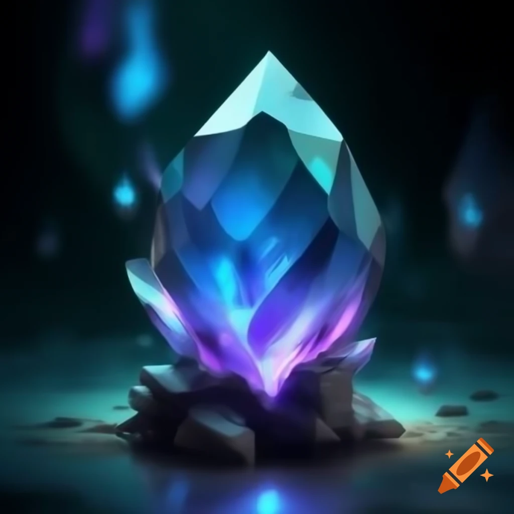 Ethereal crystal Stone of Phi Maimon with smooth, shimmering surface and changing colors
