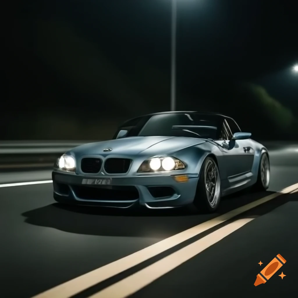 1998 BMW Z3 M roadster driving on highway in Japan at night