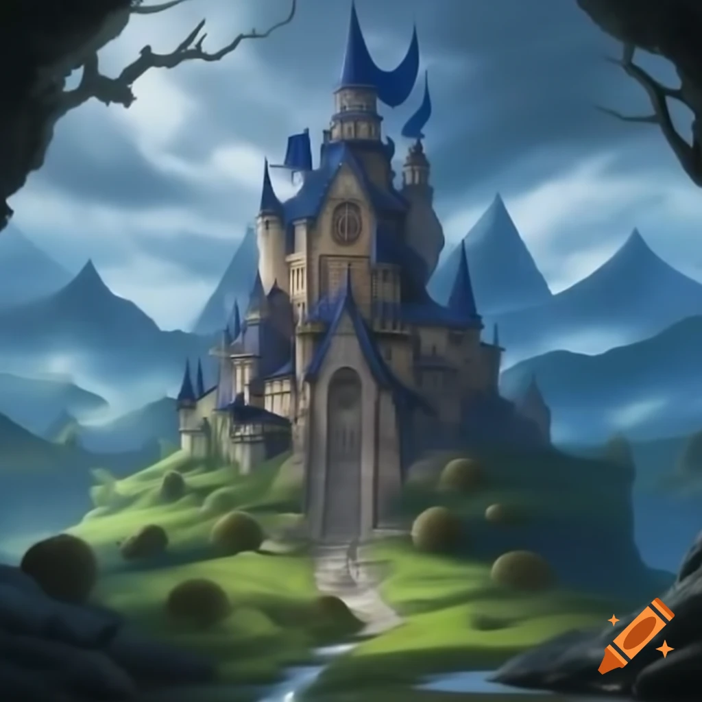 Grand wizard castle situated on a mountain