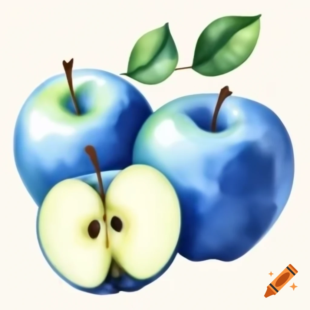 Watercolor illustration of blue apples