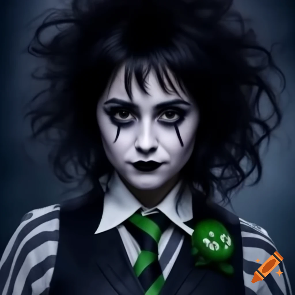 Shailene Woodley as Lydia Deetz from Beetlejuice in hyper realistic cosplay