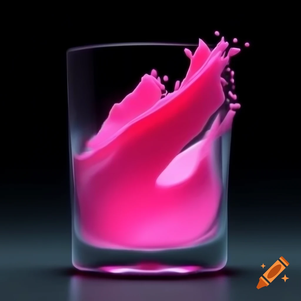 Diamond shaped crystal perfume bottle filled with pink liquid on snow