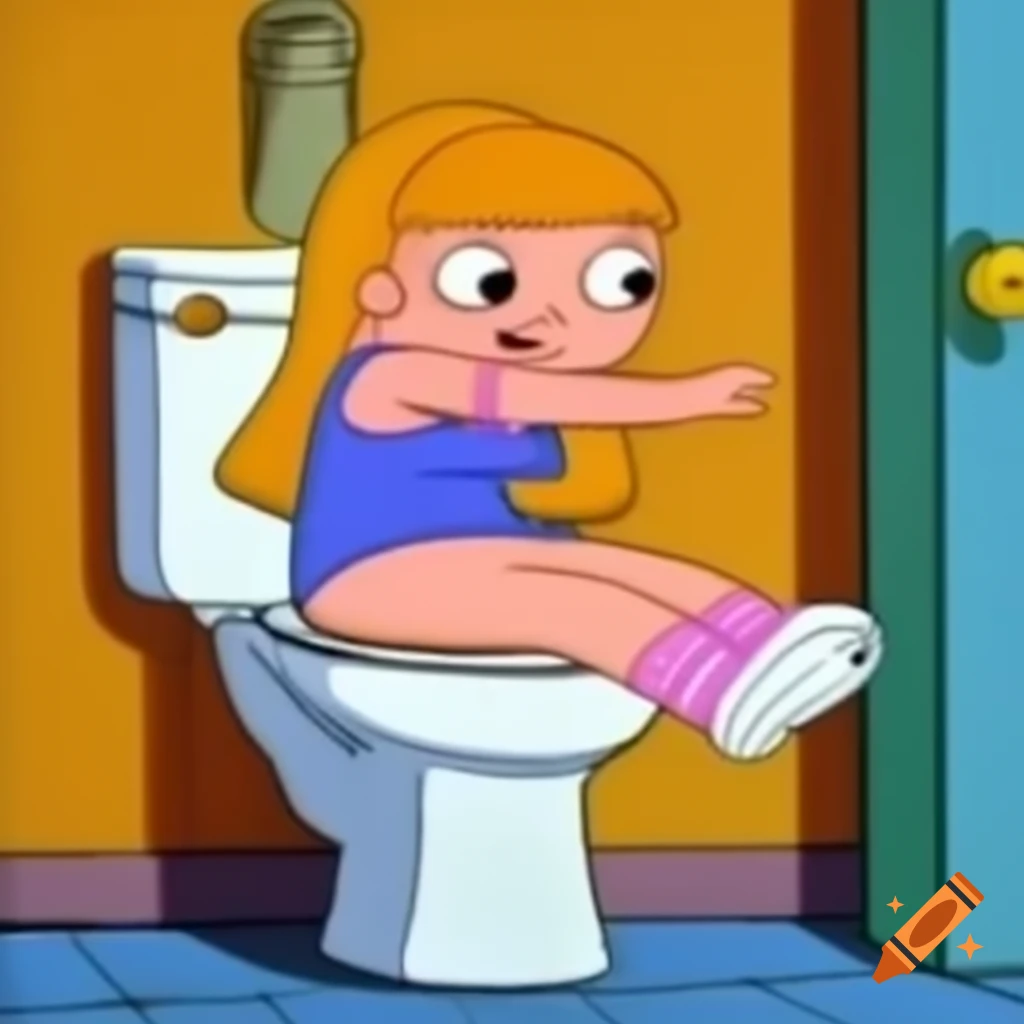 80s cartoon show scene featuring a toilet