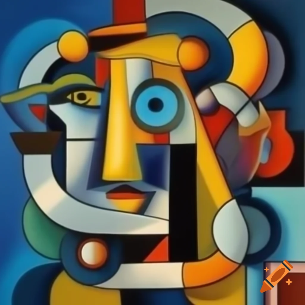 Cubist painting depicting dystopia and utopia