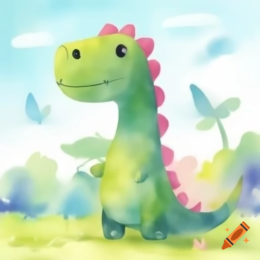 Gigantosaurus with pastel watercolor background