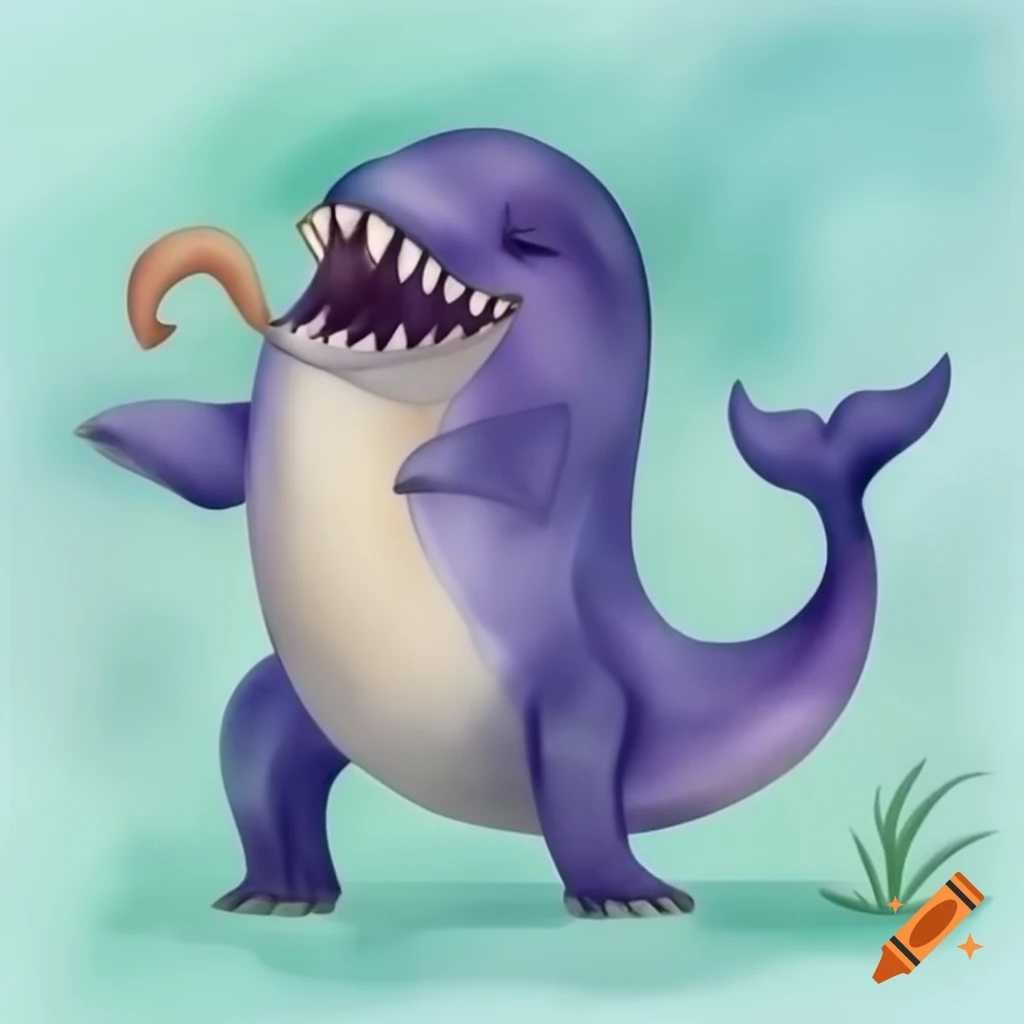 Unique aquatic creature with multipedal limbs and a blend of anteater and dolphin features