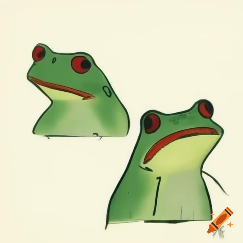 Frog with scared expression inspired by Edvard Munch's The Scream
