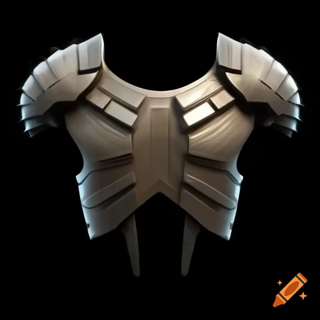 Modernized ancient chest piece with sleek pads and glowing energy core
